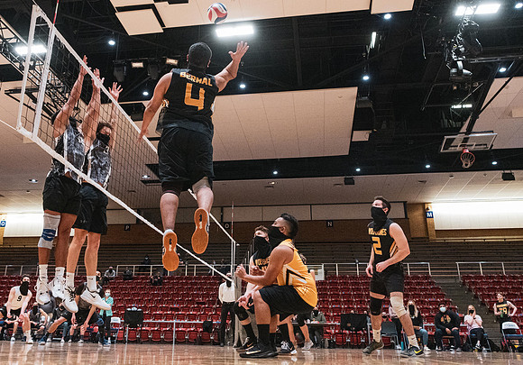 The men's volleyball championship took place in the Hart gym with COVID-19 safety precautions in place.