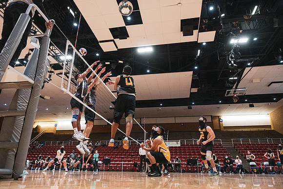 The men's volleyball championship took place in the Hart gym with COVID-19 safety precautions in place.
