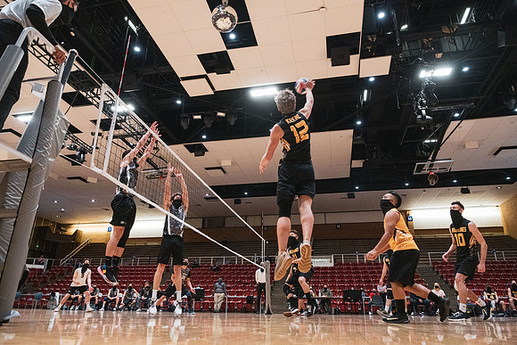 The men's volleyball championship took place in the Hart gym with COVID-19 safety precautions in place.