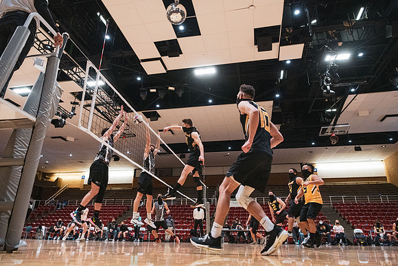 The men's volleyball championship took place in the Hart gym with COVID-19 safety precautions in place.