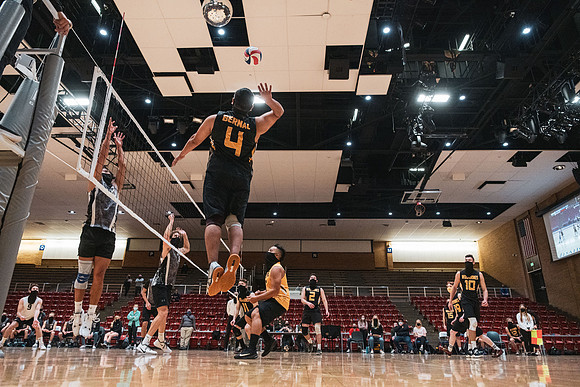 The men's volleyball championship took place in the Hart gym with COVID-19 safety precautions in place.