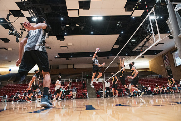 The men's volleyball championship took place in the Hart gym with COVID-19 safety precautions in place.