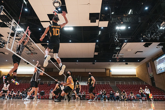 The men's volleyball championship took place in the Hart gym with COVID-19 safety precautions in place.
