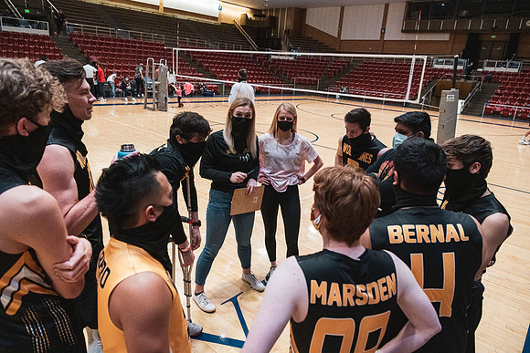 The men's volleyball championship took place in the Hart gym with COVID-19 safety precautions in place.