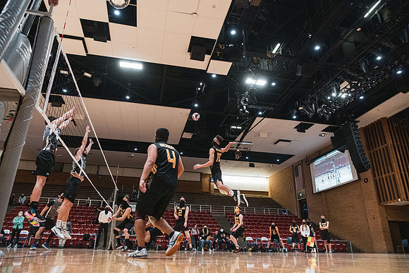 The men's volleyball championship took place in the Hart gym with COVID-19 safety precautions in place.