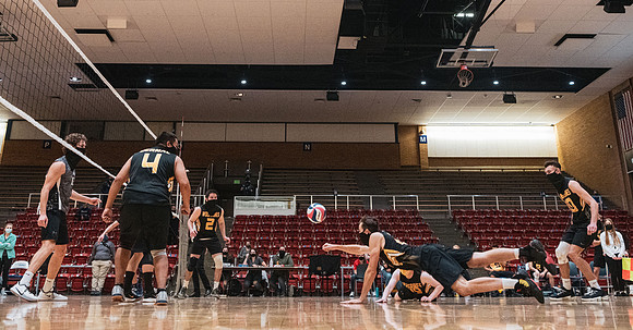 The men's volleyball championship took place in the Hart gym with COVID-19 safety precautions in place.