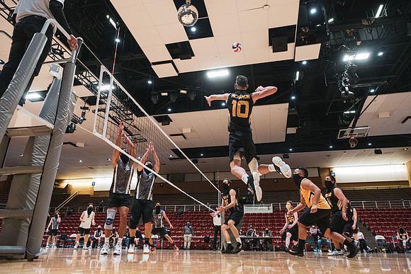 The men's volleyball championship took place in the Hart gym with COVID-19 safety precautions in place.
