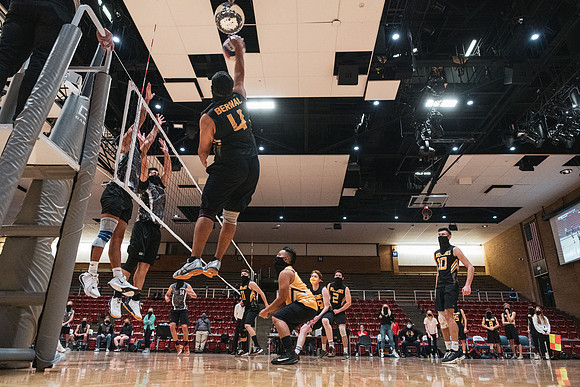 The men's volleyball championship took place in the Hart gym with COVID-19 safety precautions in place.