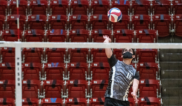 The men's volleyball championship took place in the Hart gym with COVID-19 safety precautions in place.
