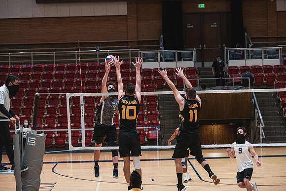 The men's volleyball championship took place in the Hart gym with COVID-19 safety precautions in place.