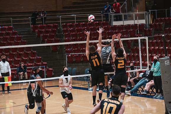 The men's volleyball championship took place in the Hart gym with COVID-19 safety precautions in place.