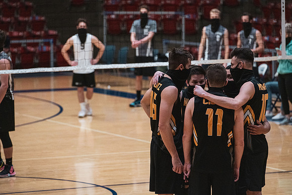 The men's volleyball championship took place in the Hart gym with COVID-19 safety precautions in place.