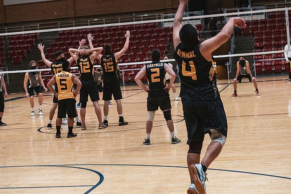 The men's volleyball championship took place in the Hart gym with COVID-19 safety precautions in place.