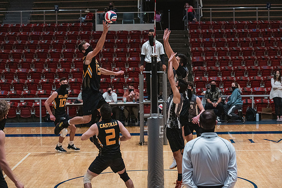 The men's volleyball championship took place in the Hart gym with COVID-19 safety precautions in place.
