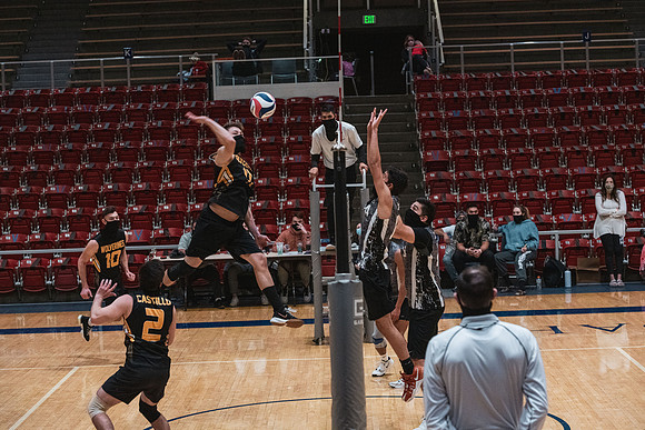 The men's volleyball championship took place in the Hart gym with COVID-19 safety precautions in place.