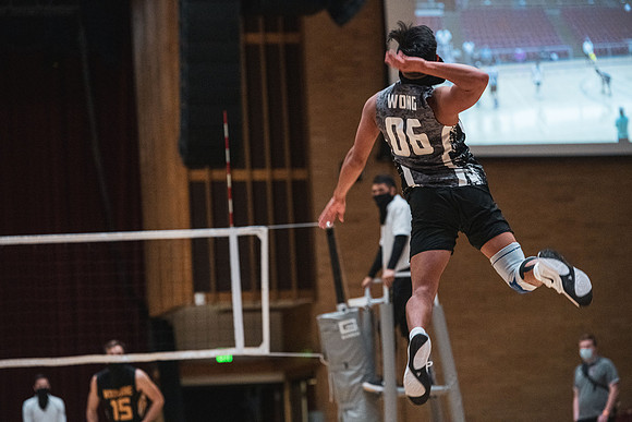 The men's volleyball championship took place in the Hart gym with COVID-19 safety precautions in place.