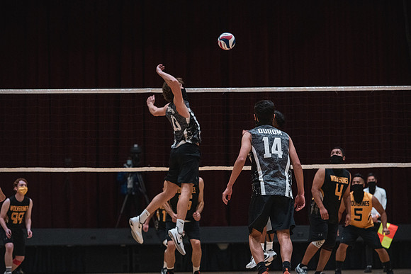 The men's volleyball championship took place in the Hart gym with COVID-19 safety precautions in place.
