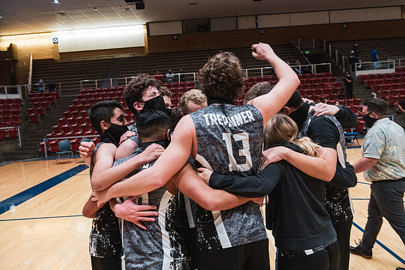 The men's volleyball championship took place in the Hart gym with COVID-19 safety precautions in place.