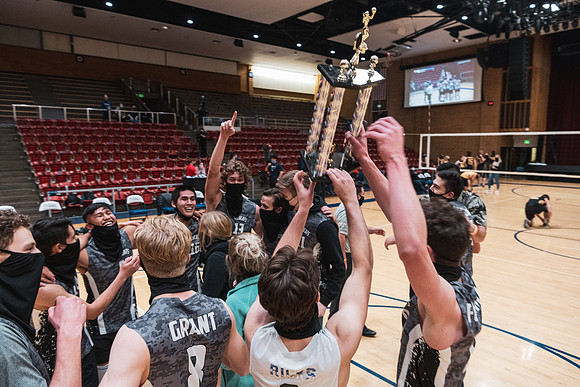 The men's volleyball championship took place in the Hart gym with COVID-19 safety precautions in place.
