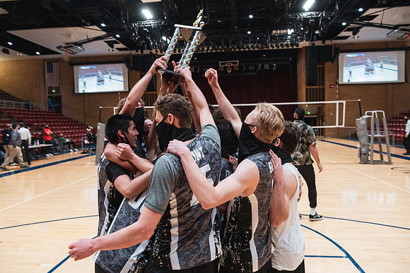 The men's volleyball championship took place in the Hart gym with COVID-19 safety precautions in place.