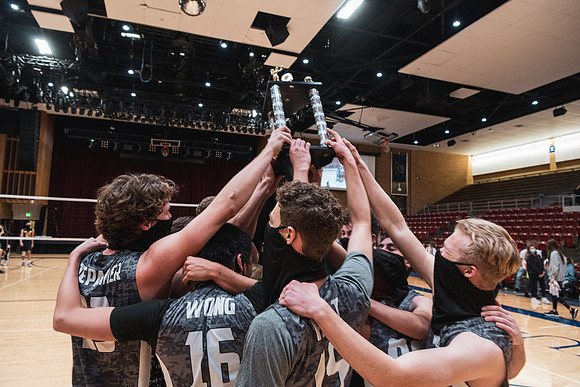 The men's volleyball championship took place in the Hart gym with COVID-19 safety precautions in place.
