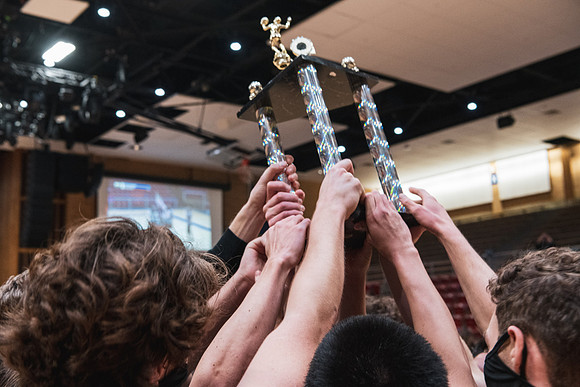 The men's volleyball championship took place in the Hart gym with COVID-19 safety precautions in place.