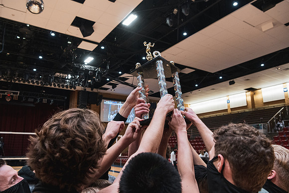The men's volleyball championship took place in the Hart gym with COVID-19 safety precautions in place.