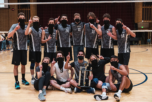 The men's volleyball championship took place in the Hart gym with COVID-19 safety precautions in place.