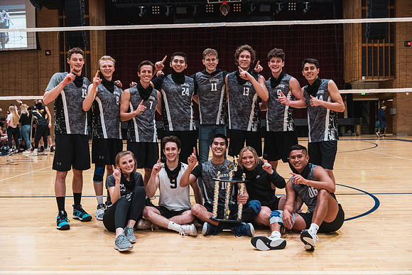 The men's volleyball championship took place in the Hart gym with COVID-19 safety precautions in place.
