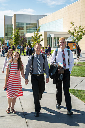 Students leaving the BYUI-Center after the first devotional of the Fall 2016 semester.