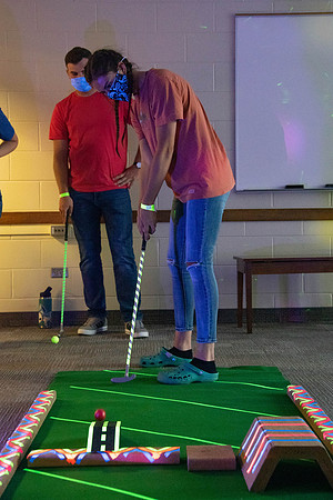 Students enjoy activities while wearing face masks to kick off the fall semester.