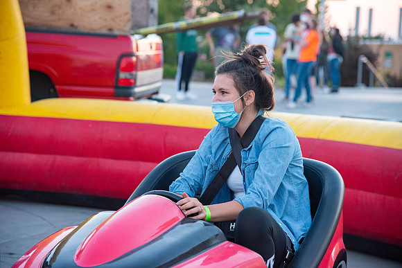 Students enjoy activities while wearing face masks to kick off the fall semester.