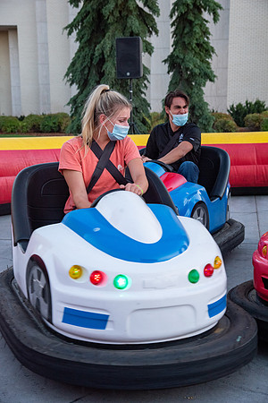 Students enjoy activities while wearing face masks to kick off the fall semester.