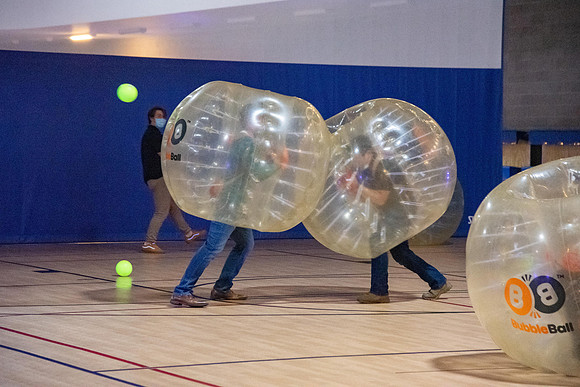 Students enjoy activities while wearing face masks to kick off the fall semester.