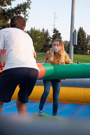 Students enjoy activities while wearing face masks to kick off the fall semester.