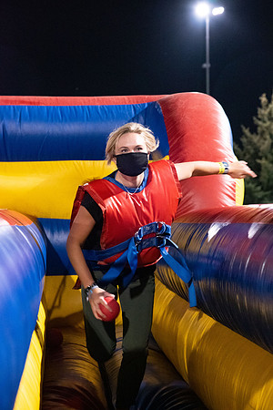 Students enjoy activities while wearing face masks to kick off the fall semester.