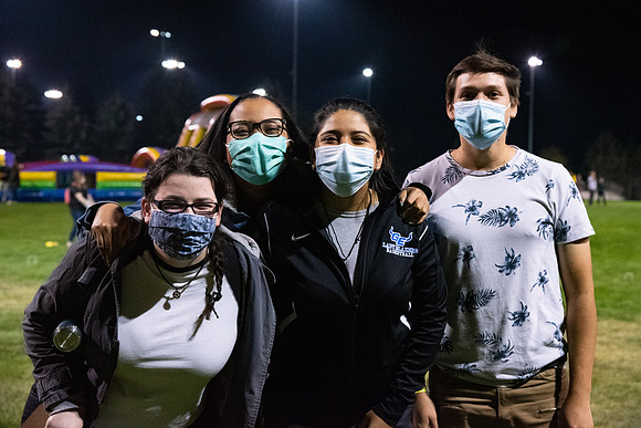 Students enjoy activities while wearing face masks to kick off the fall semester.