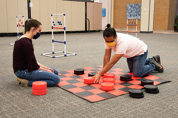 Students playing games during a student activities event.