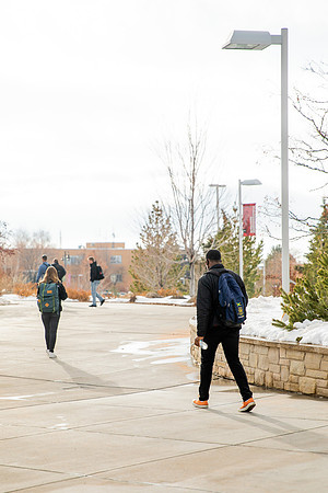 Afternoon walk around campus after snow during Covid-19 pandemic.