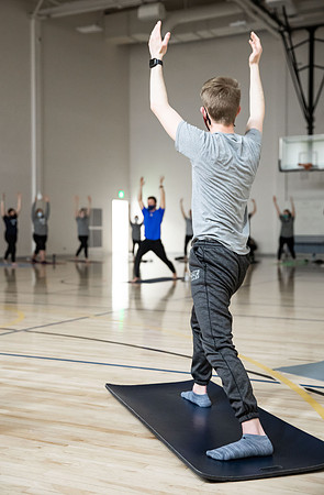 BYUI students doing high fitness, yoga, and kickboxing classes.