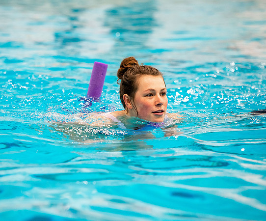 BYUI students doing water aerobics class.