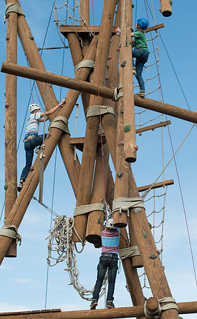 Youth high enjoy the Ropes Course class.
