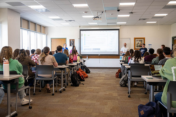New students attend a nursing orientation as part of their first day.