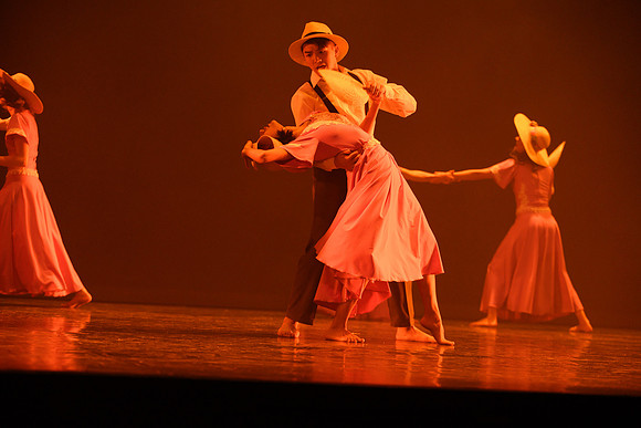 The Department of Theatre and Dance colorful Extravadance performance. Held in the Snow Drama Theatre.