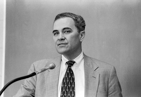 President Bennion makes an announcement at a press conference