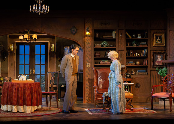 Drama dress rehearsal for the Blithe Spirit play in the Snow theater.