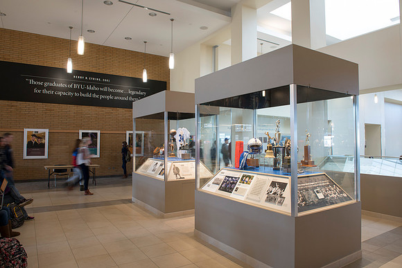 Legacy Hall in the Manwaring Center received some additional art work creating a lasting tribute to the ongoing Sprit of Ricks here at BYU-Idaho.  Two new show cases were added to Legacy Hall to pay t