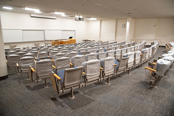 Brother Castro teaches a Missionary Prep during Summer session 2020. Students are separated to be social distance and wear masks during the COVID-19 Pandemic.