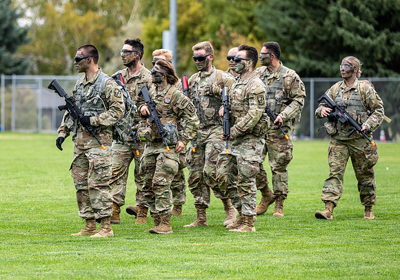ROTC cadets get the opportunity to fly in a Blackhawk helicopter to their training site.