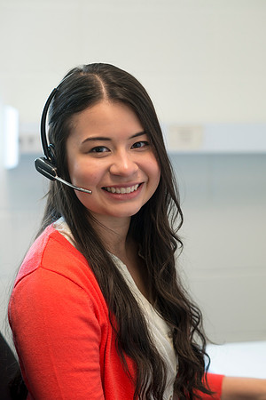 Students help take calls in the Pathway Support Center.